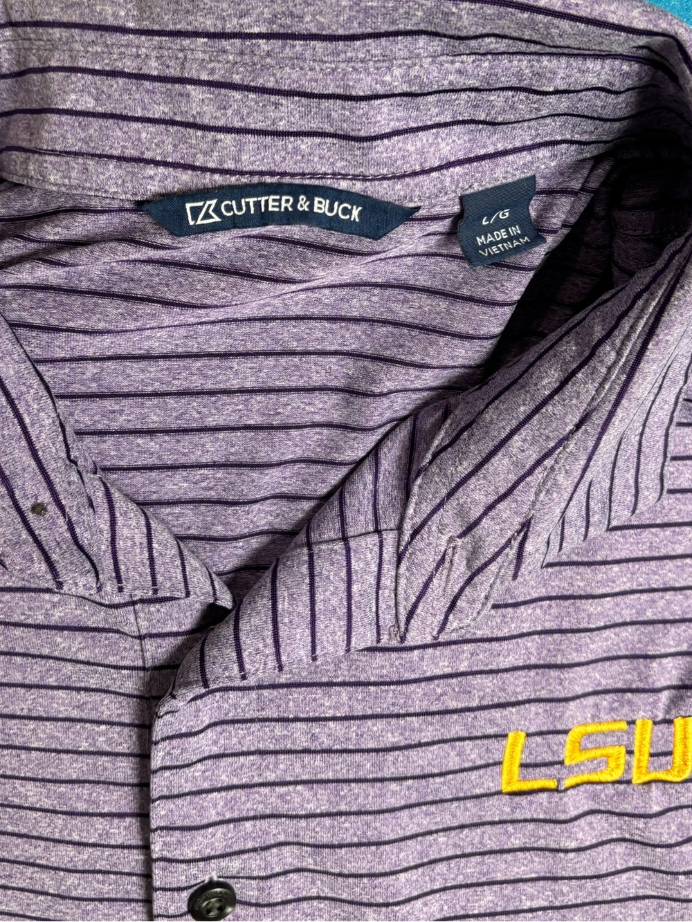 Cutter & Buck LSU Striped Polo size Large - Picture 3 of 4